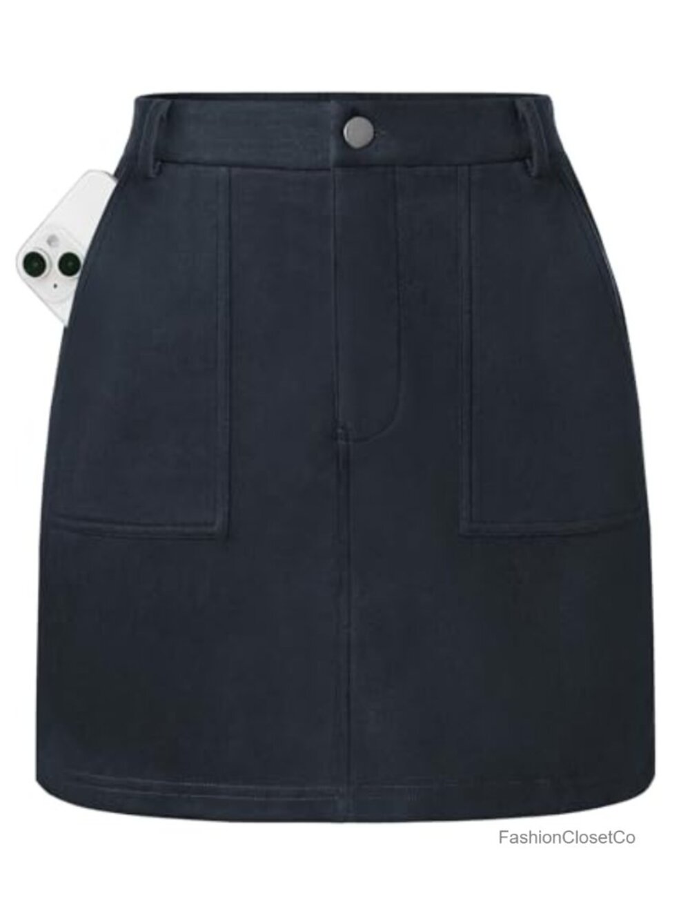 Suede High Waisted Pencil Mini Skirt with Pockets